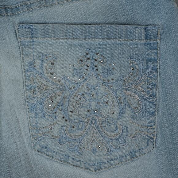 Gloria Vanderbilt Capri Jeans Womens 6P Blue Demin Amanda Light Wash Rhinestones - Picture 5 of 11